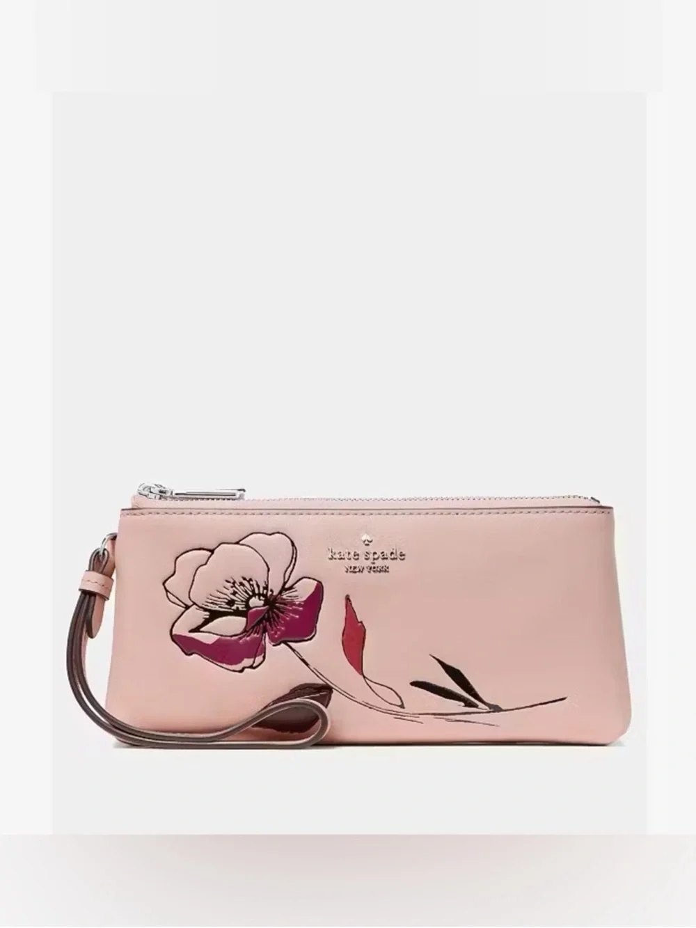 Kate Spade New York Wren Floral Embossed Wristlet Rose Smoke Pink